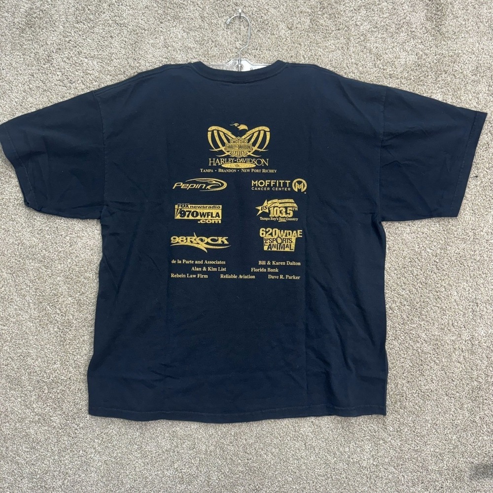 Gildan Harley-Davidson T-Shirt Men 2XL Black Poker Run Miles For Moffitt Graphic - Picture 2 of 8